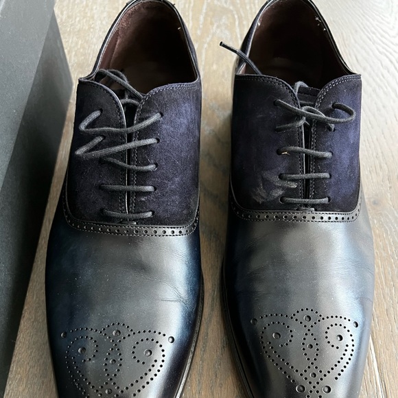 Massimo Emporio Navy Men’s Suede and Leather Oxfords - Picture 7 of 11